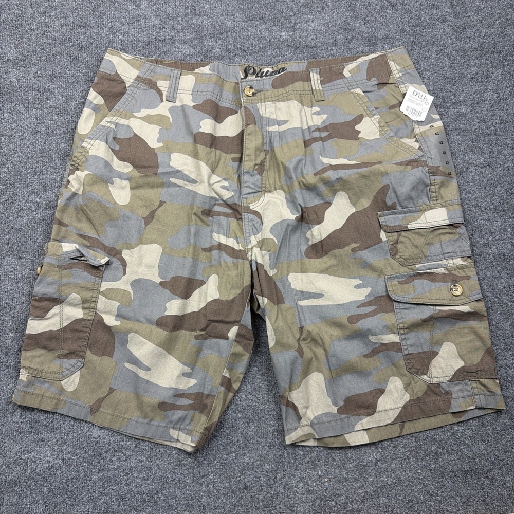 NEW Plugg Mens 42 Green Camo Cargo Shorts Camouflage Pocket